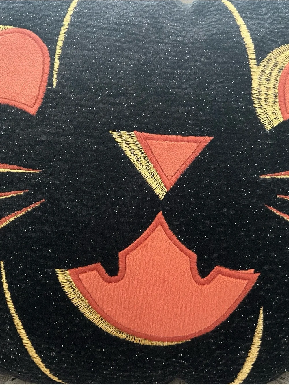 “New” Cynthia Rowley Black Cat Accent Pillow with Orange and Gold Embroidery